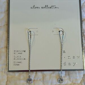 A NEW DAY Silver Collection Sterling Silver Drop Earrings with CZ